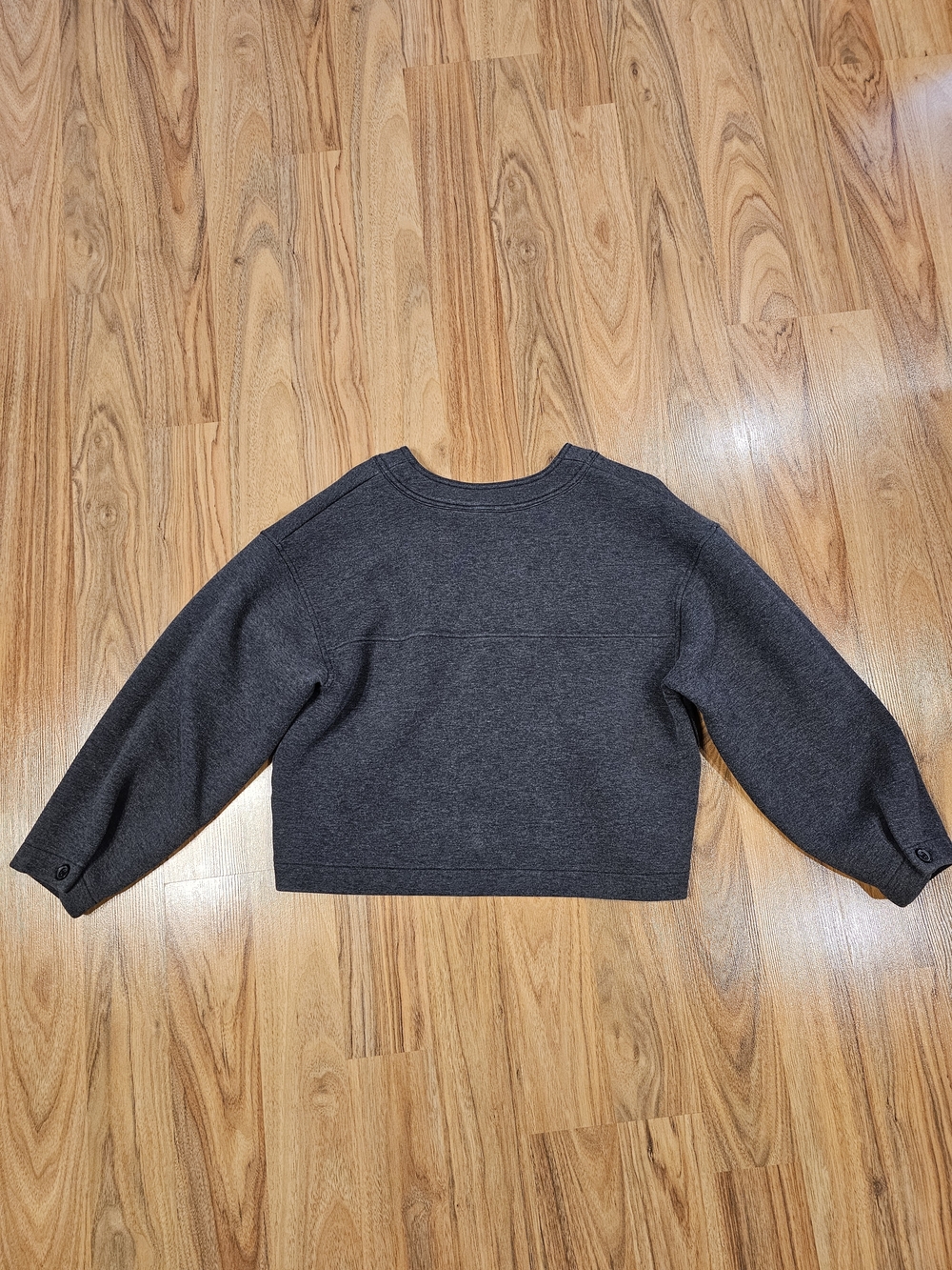 Banana Republic Heather Charcoal  Scuba V-Neck Sweatshirt - Picture 9 of 16